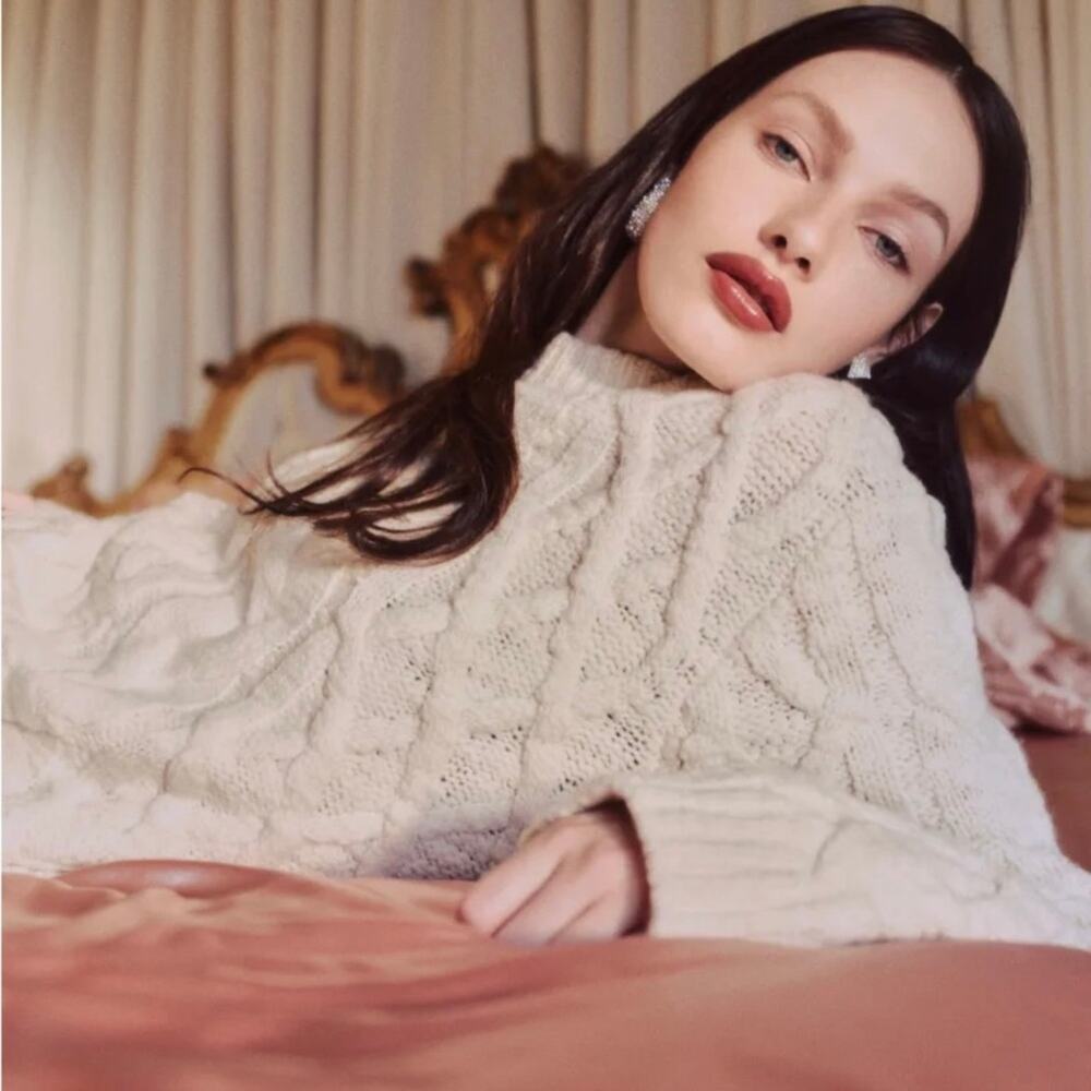 New Reformation Haven Chunky Cable Knit Sweater